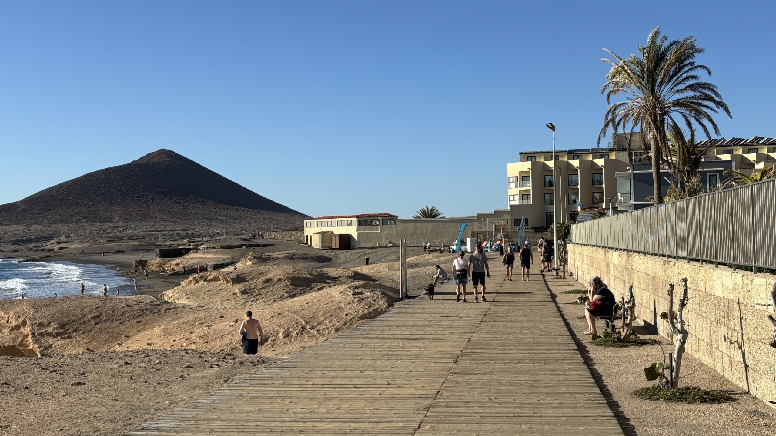 Wooden promenade overlooking Montana Roja